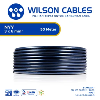 Kabel Listrik Wilson NYY 3x6mm2 50 meter - Hitam