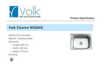 Bak Cuci Piring Volk 1 Lubang WS 6045