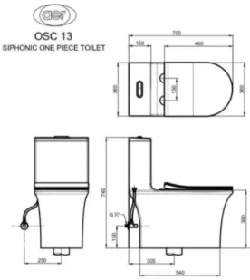 Kloset Duduk Aer Siphonic One Piece Toilet OSC 13
