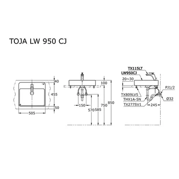 Wastafel TOTO LW950CJ + TX115LT + THX1A-5N + TX277SV1 (x2)