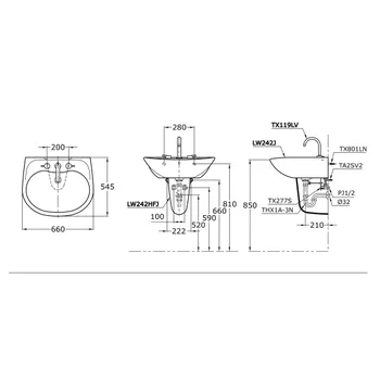 Wastafel TOTO LW242J/LW242HFJ
