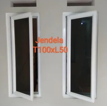 Jendela Dacon aluminium 50x100 - B Bukaan Ke Kanan. Hitam. Kaca Gelap
