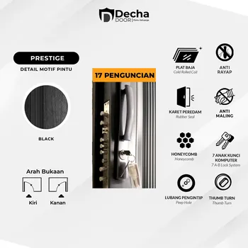 Pintu Besi/Baja Decha Door Prestige - Single Door - Hitam