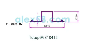 Profil Alumunium Alexindo Tutup M Kusen Kaca Mati 0412