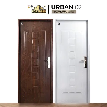 Pintu Besi/Baja Fortress Urban Single Door Type 02 - 80x210. Urat Kayu