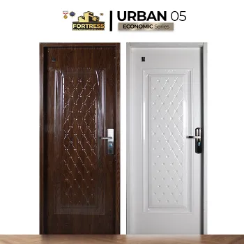 Pintu Besi/Baja Fortress Urban Single Door Type 05 - 80x210. Urat Kayu