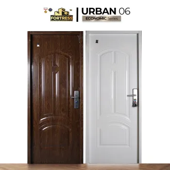 Pintu Besi/Baja Fortress Urban Single Door Type 06 - 80x210. Urat Kayu