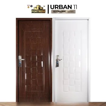 Pintu Besi/Baja Fortress Urban Single Door Type 11 - 90x210. Urat Kayu