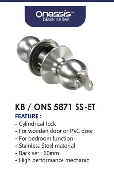Pegangan Pintu Onassis Knob set KB/ONS 5871 SS ET